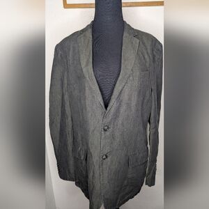 Banana Republic 100% Linen Two Button Blazer Jacket Black Green Tint Men's 40R